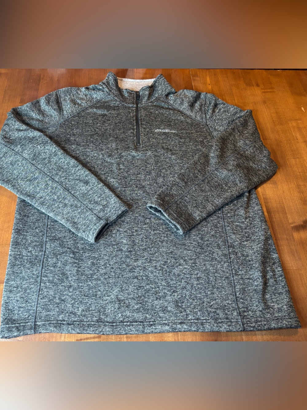 Eddie Bauer Heathered Charcoal Zip-Neck Sweater
